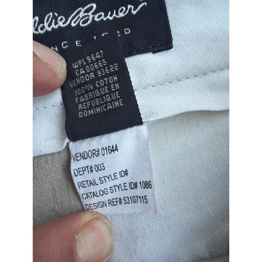 Eddie Bauer Mens Khaki Tan Pleated Corduroy Pants Straight Leg 100% Cotton 36